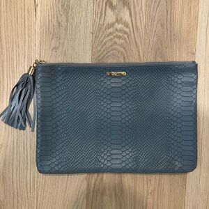 GiGi New York Gray Embossed Python Leather Uber Clutch